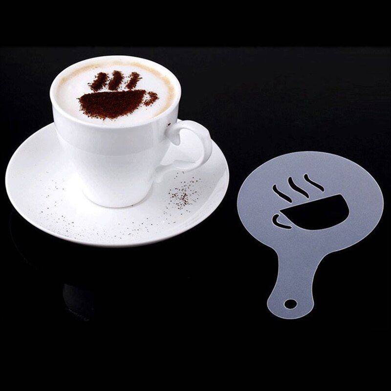 16 stk kaffe tegning cappuccino form fancy kaffe print model skum spray kage stencils pulveriseret sukker si værktøjer