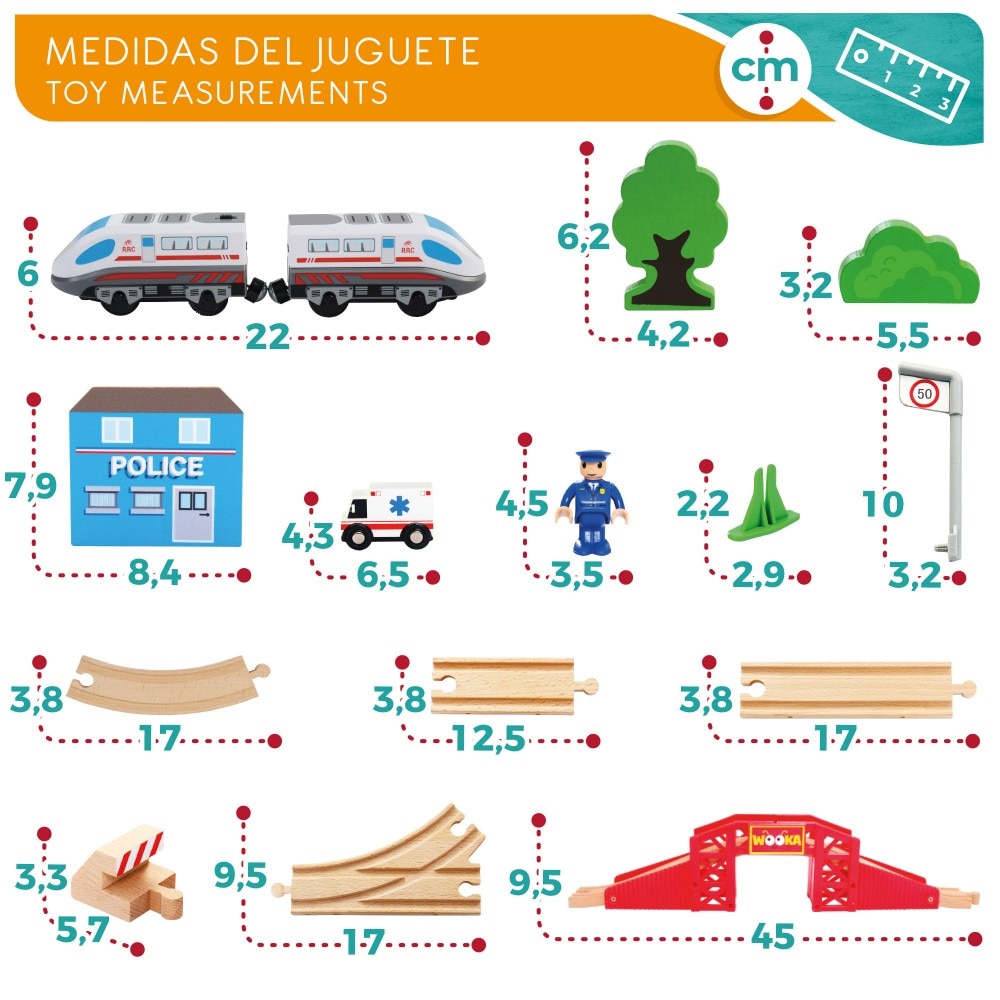 Circuito tren de madera 50 piezas woomax