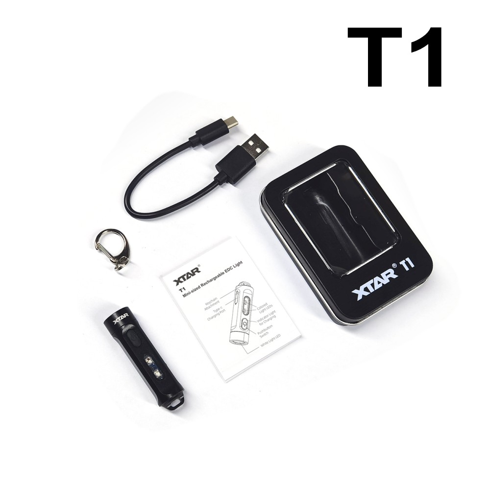 XTAR – Mini lampe de poche à lumière LED, porte-clés T1, torche ultraviolette, entrée de Type C, noire, détecteur d&#39;urine, pour le Camping: T1