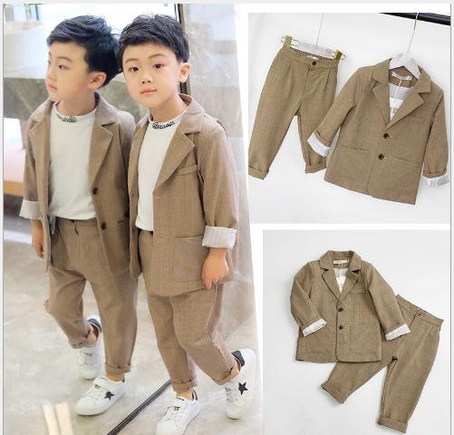 freundlicher braun Hochzeit blume Junge/Mädchen Blazer Anzug Formale Jungen Rauchen setzt freizeit Anzug freundlicher Reise Kleidung einstellen