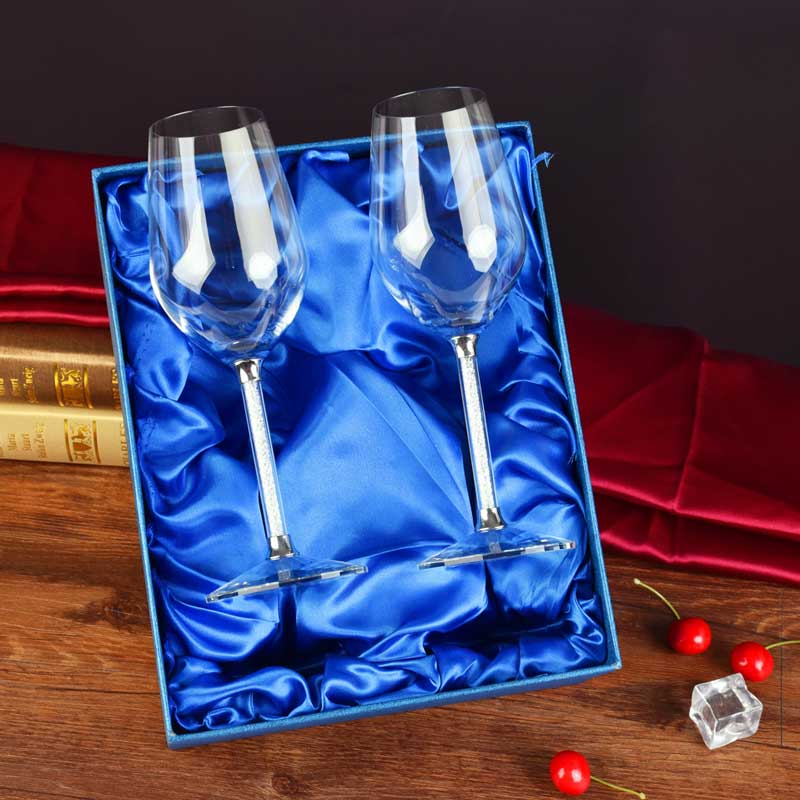 2 Pcs Wedding Glasses Goblet Wine Glass Crystalline Luxury Party Toasting Crystal Rhinestones H1004