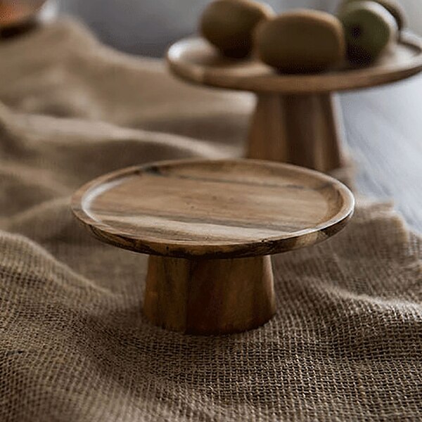 Elevated Wooden Cake Tray Food Tray Multi-Purpose Ecological Wood Dessert/Fruit Tray Home Decoration