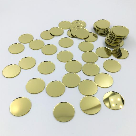 Mini ronde gouden glazen spiegel mozaïektegels , 2cm ronde glazen spiegels , 100 stuks/partij