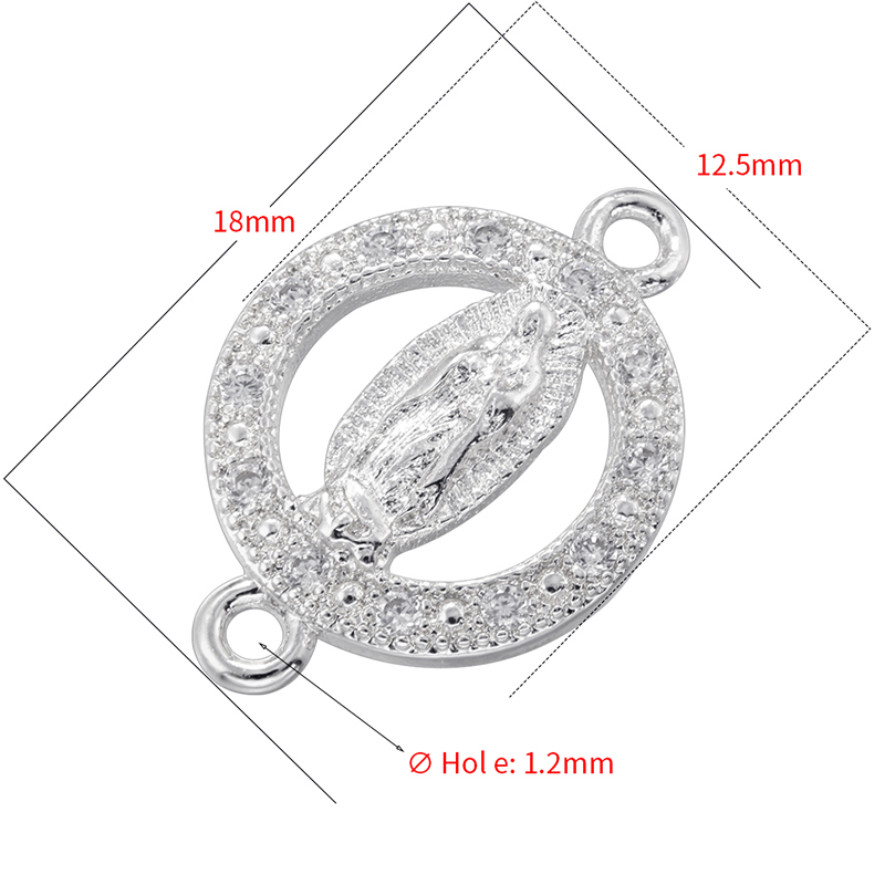 ZHUKOU-Colgante católico de la Virgen María de latón chapado en oro, manualidades con agujeros dobles, accesorios para collar y pulsera DIY: COLOR ORO ROSADO