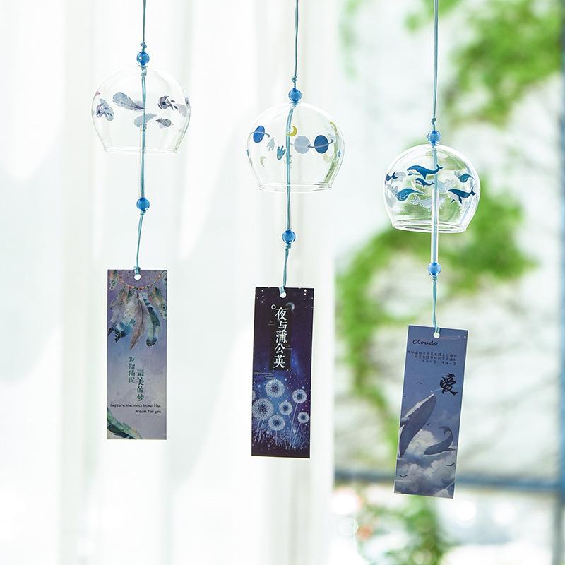 Japanese Cherry Blossom Glass Wind Chimes Bells Home Garden Office Ornament Indoor Window Hanging Decor 1PC Wind Bell