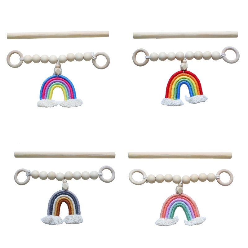 Regenbogen Quaste hölzern Perlen Vorhang Tieback Bohemien handgefertigt Vorhang Seil binden Bauernhaus Perlen Vorhang Halter Boho 101A