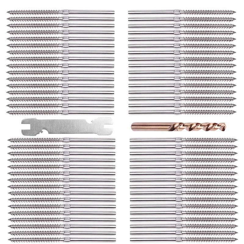 32 paires de tire-fond gauche et droite pour garde-corps de câble de 1/8 pouces, garde-corps de plate-forme d'escalier d'acier inoxydable de 316