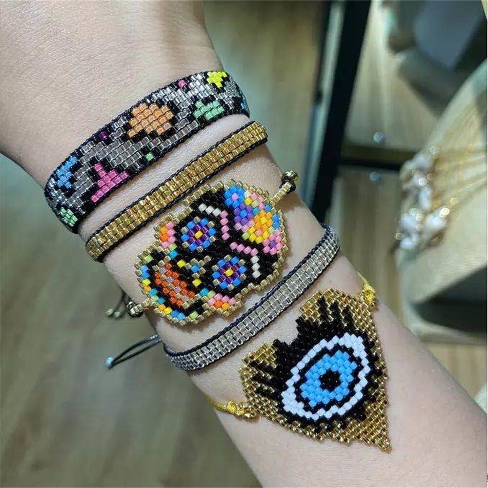 ZHONGVI Skull Bracelet Halloween Jewelry For Women Pulseras Making Miyuki Beads Bracelets Hand Woven Jewellery