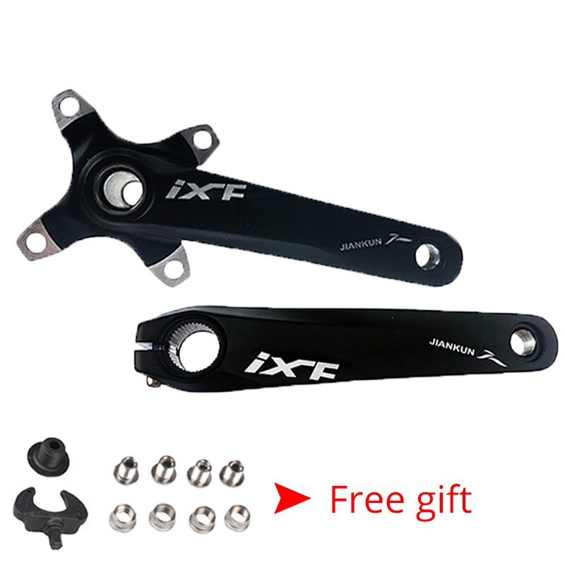 Jiankun 170mm krank mtb cykel 2pc 9/16in pedal 104 bcd ixf arm kædering aluminium landevejscykel kranksæt med bundbeslag bb: Krumtap sort