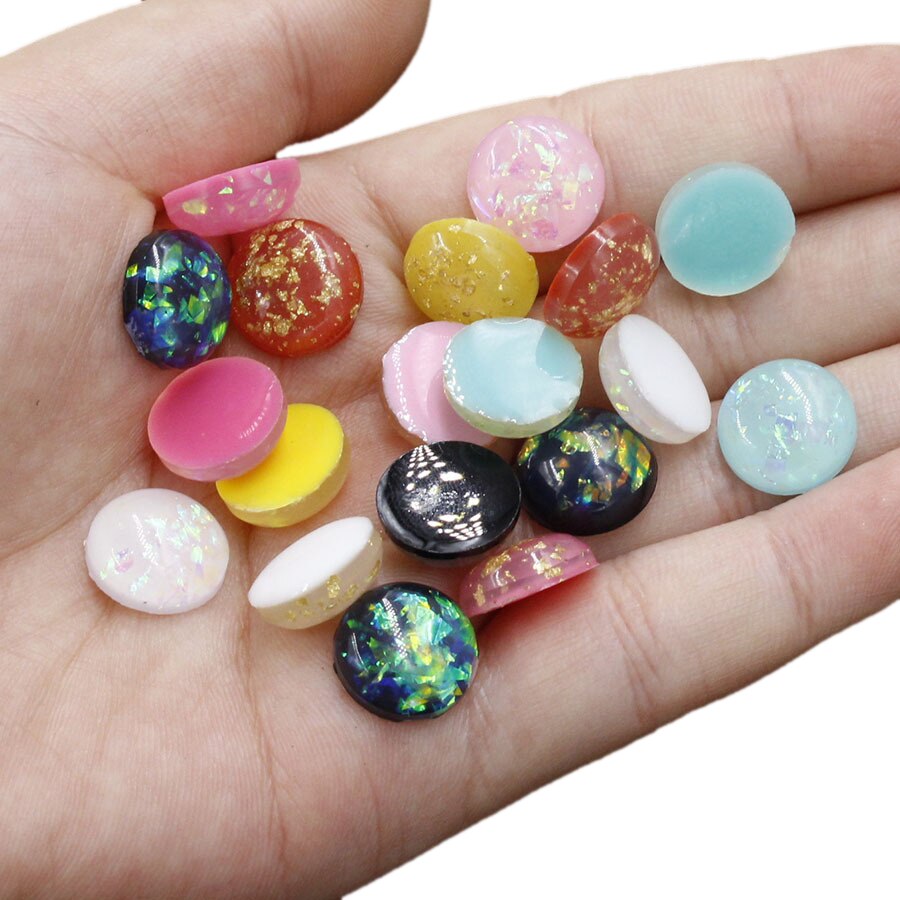 12 mm 50 stk flatback harpiks opal sten prikket runde rhinestones cabochons perler flad ryg harpiks til gør-det-selv øreringe/hårdekoration