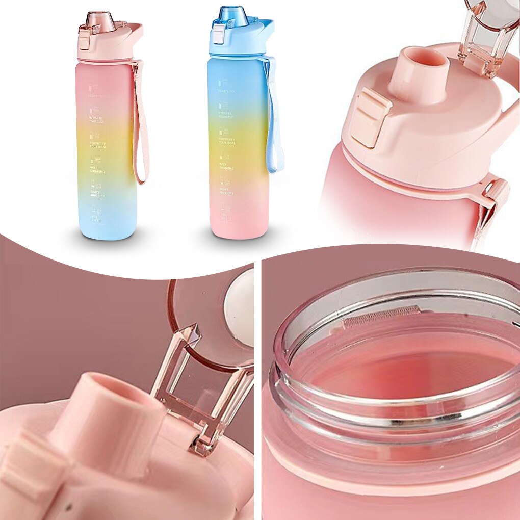 1000Ml Sport Water Fles Afdichting Anti-Lek Drink Fles Plastic Draagbare Sport Water Cup Geschikt Voor Camping En wandelen