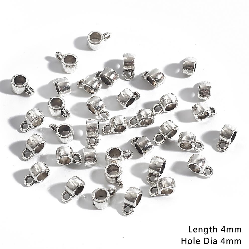 20pcs Bail bead Connector Charms 4-9MM Antique Silver Necklace Clasps for DIY Jewelry Findings Accessories: 04