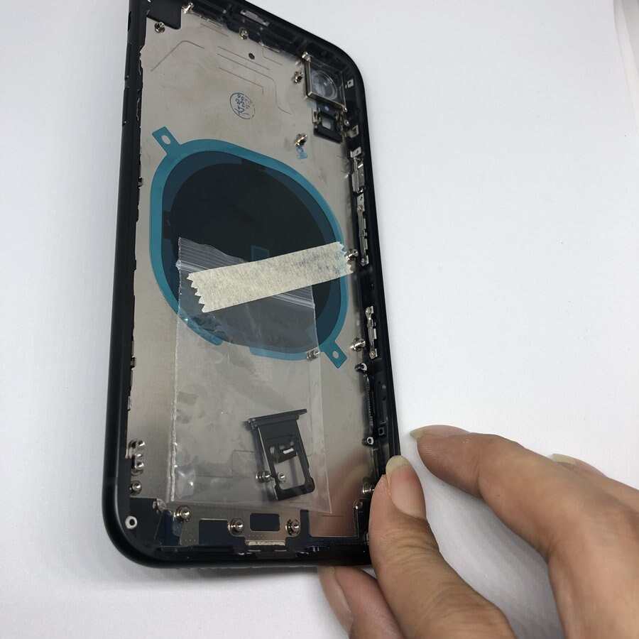 Parte trasera de repuesto para iPhone XR carcasa trasera marco medio y cubierta trasera de cristal con piezas pequeñas