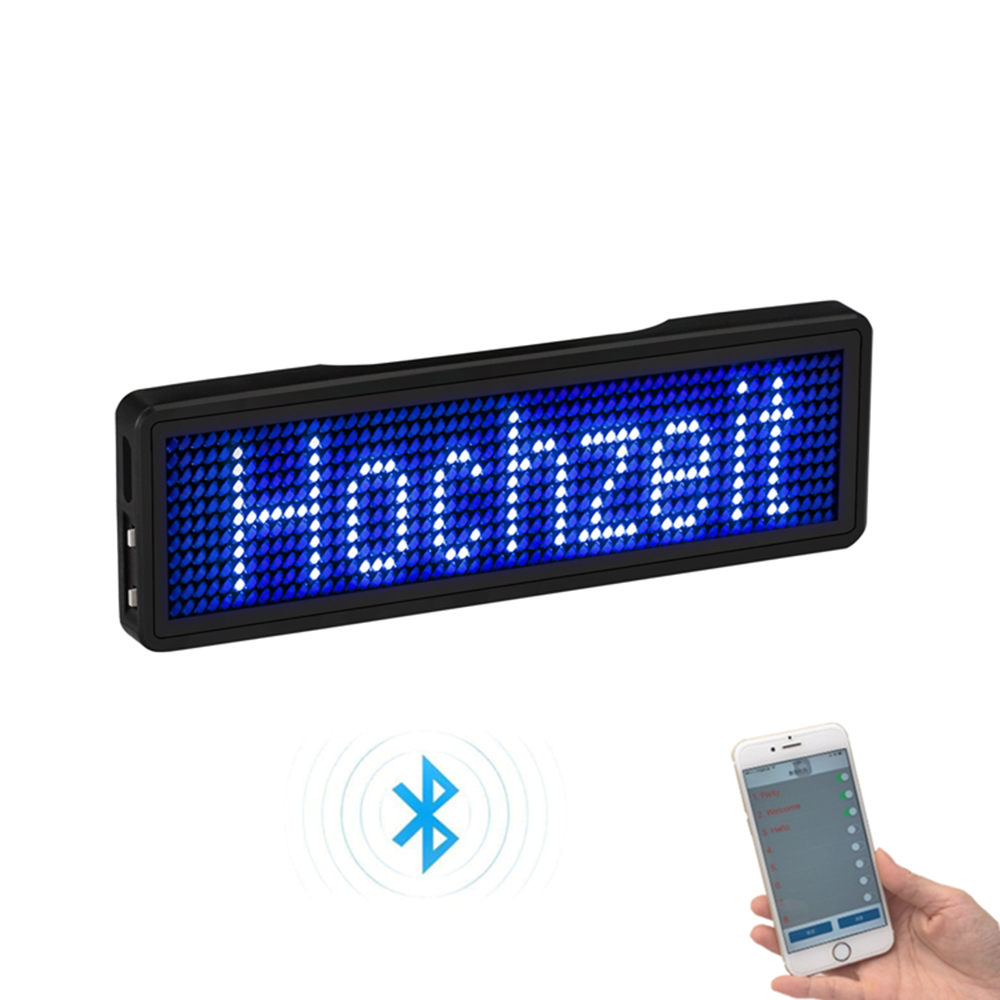 Bluetooth LED Name Badge DIY Programmable Scrolling Message Board Mini LED Display HD Text Digits Pattern Display for Party Shop: Beige