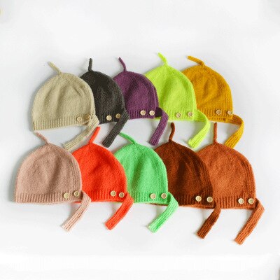 Geborduurde letters effen kinderwintermuts wollen streep gebreide kindermuts gehaakte meisjesmutsen winter jongensmuts babymutsen