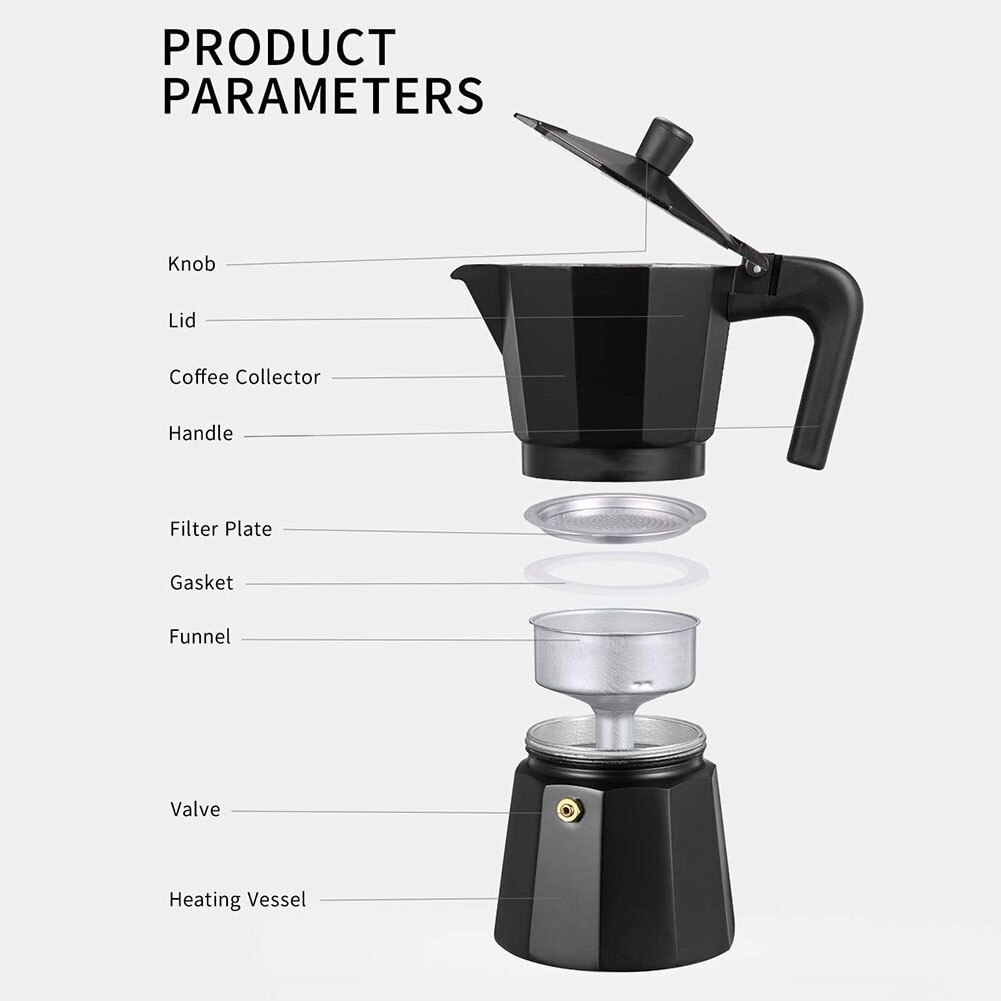 Aluminum Espresso Coffee Maker Percolator Stove Top Moka Pot Italian Coffee Machine Service Cezve Kettle Kitchen Coffeeware Tool