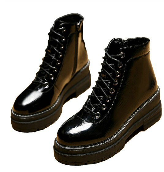 Storlek 35-40 ankel dam chelsea boots våren cool martin regnskor kvinna vinter höga klackar kvinnlig plattform päls boot: Svart / 35