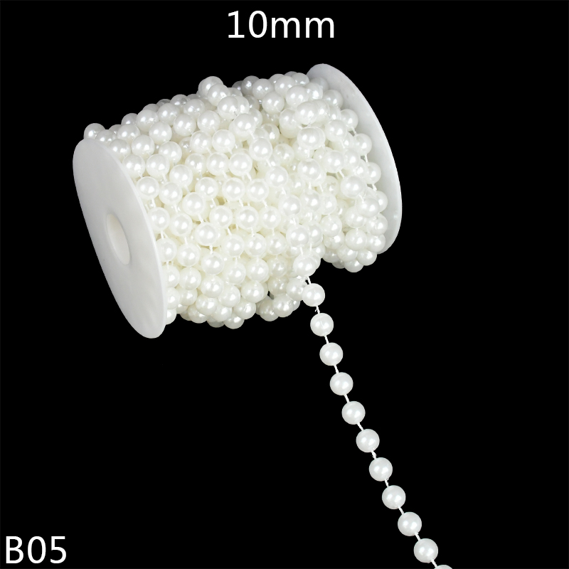 3m imiterede perle perler linje kæde trim 4mm-10mm perle gardin til bryllup brud buket indretning gør-det-selv smykker tøjtilbehør: B05-10mm