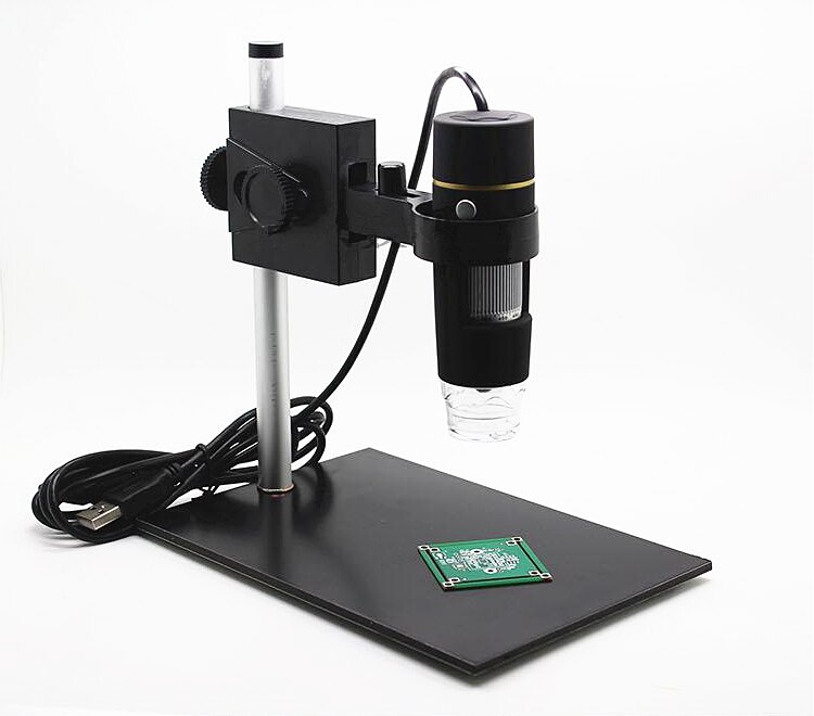 Magnifier with Stand 1000X 8 LED Electronic Microscope USB Endoscope 2MP Black Practic Magnifier Camera Desk Loupe: Bracket Microscope