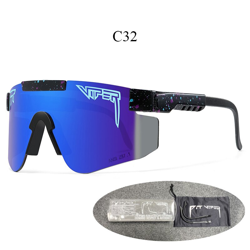 Pit Viper Vissen Zonnebril Outdoor Bril Sportbrillen Fietsen UV400 Fiets Zonnebril Mtb Goggles Met Case: C32