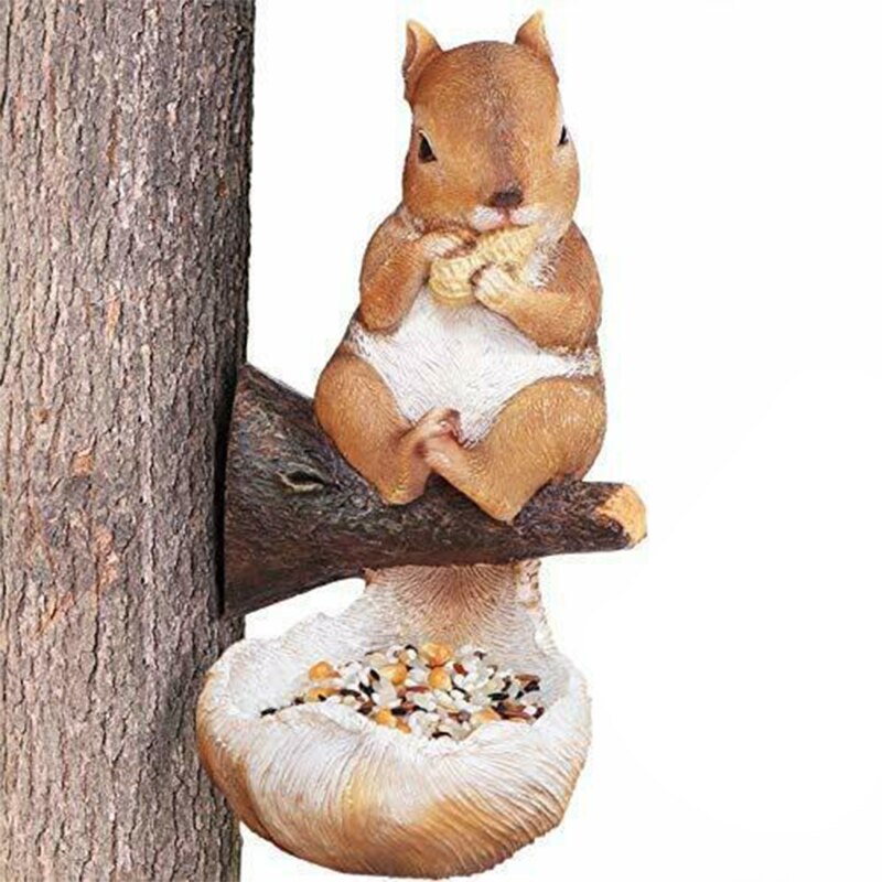 Exquisite Simulation Bird Feeder Bath Sunflower Ornaments, Resin Hand-crafted Ornaments for Garden Decoration