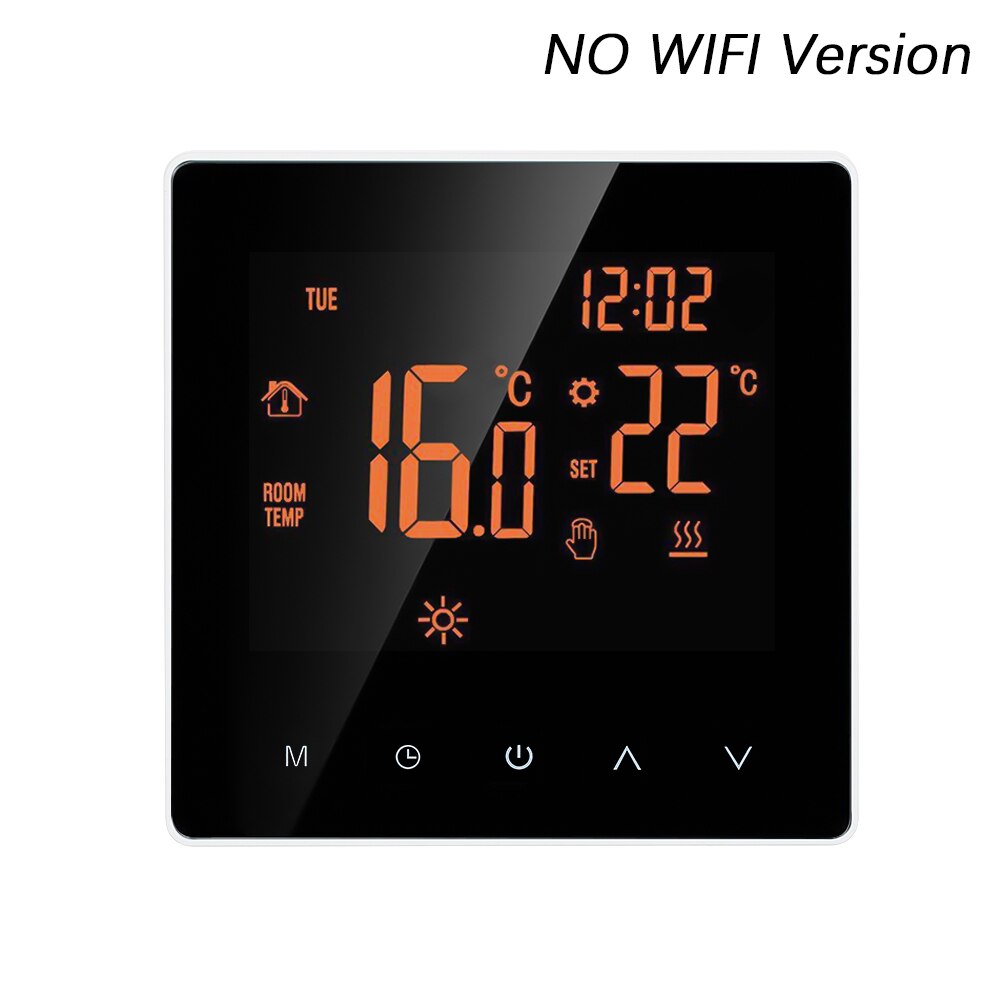 16A WiFi Smart Thermostat Controller Programmable Digital Temperature Controller LCD Display Touch Screen with App Control: Orange No Wi-Fi