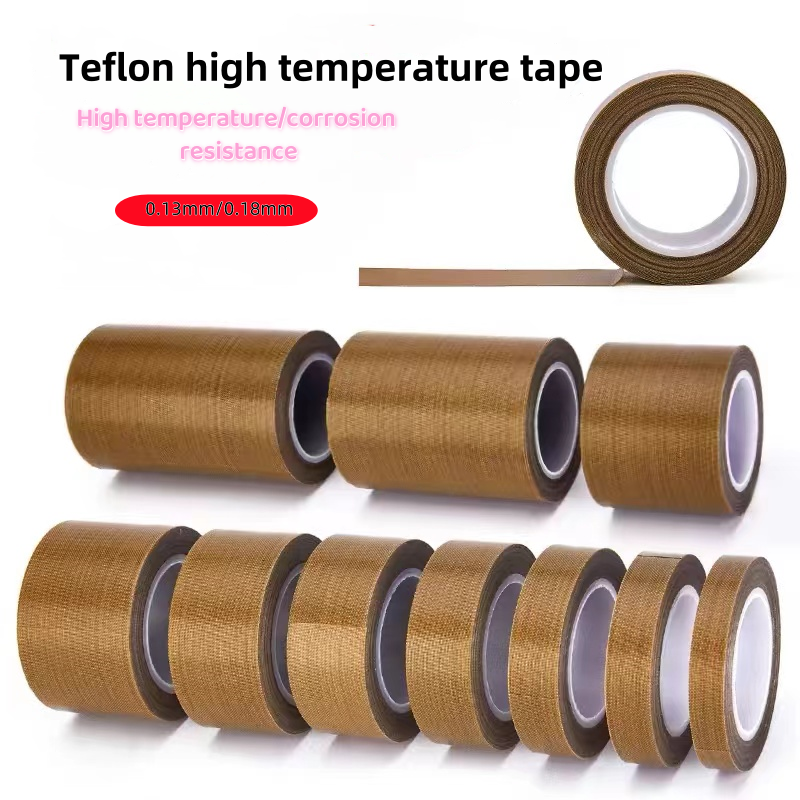PTFE-Band, selbstklebendes Tuch, Breite 5–100 mm, Dicke 0,13 mm, 0,18 mm, isolierte, hochtemperaturbeständige Vakuum-PTFE-Bänder