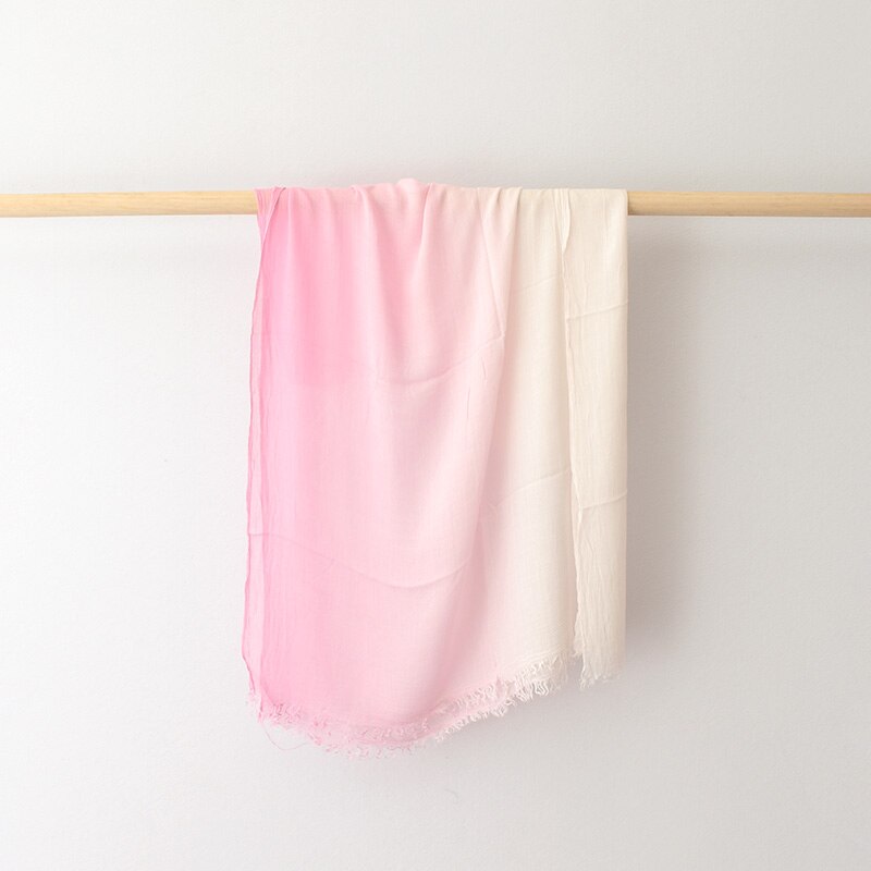 Foulard ombré Modal pour femmes, léger, froissé, en coton au toucher, châle, enveloppe de plage, dégradé de couleur 100% x 75, 200: 2