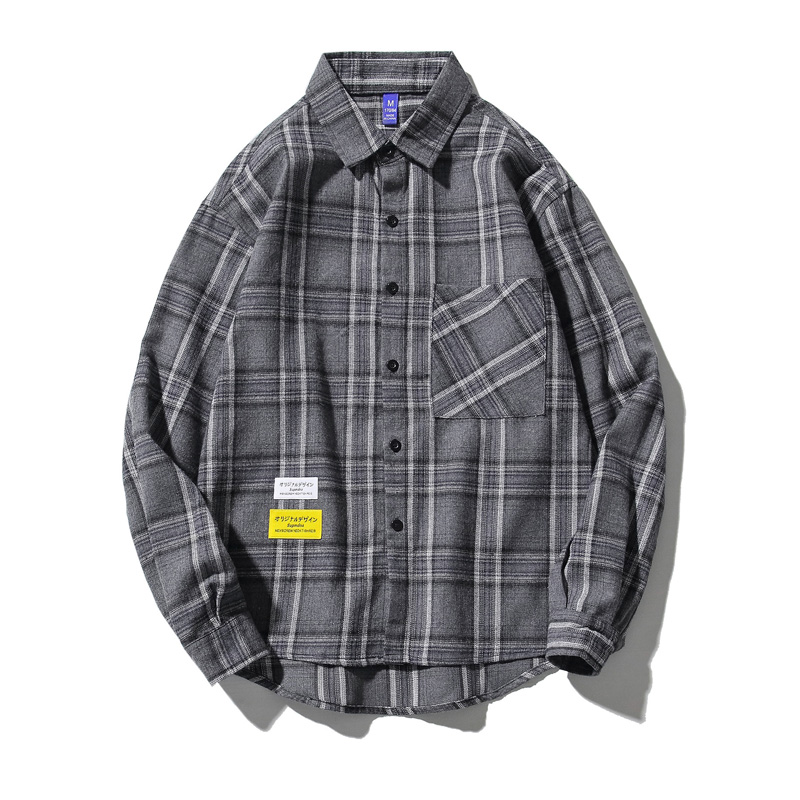 men's shirt loose single-breasted plaid shirt cotton long-sleeved casual spring and summer men's plus size shirt 5XL