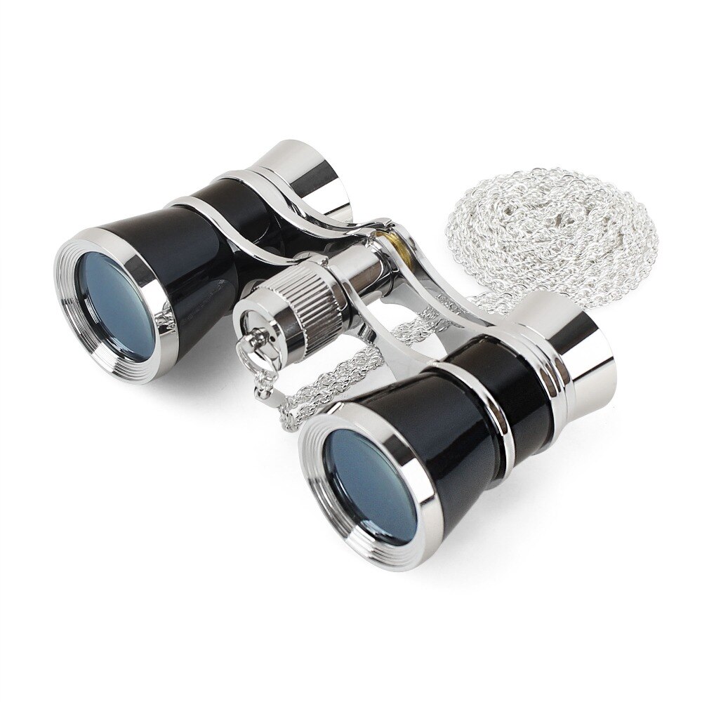 Prismáticos clásicos plegables para teatro, lentes ópticas de cuerpo de Metal con cadena, telescopio de Retro, 3x25