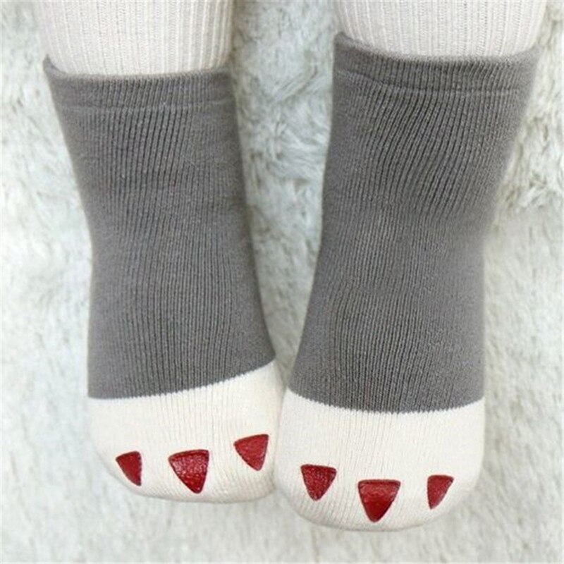 Hiver épais filles garçons enfant chaussettes bébé coton patte décontracté Meias Infantil anti-dérapant Terry chaussettes doux 0-2 ans: gray