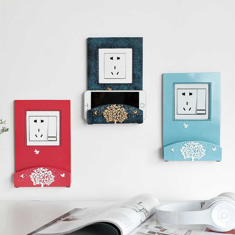 Harpiks vægdekor stikkontakt klistermærke mobiltelefon ladeholder wallsticker switch vægramme lyskontakt cover