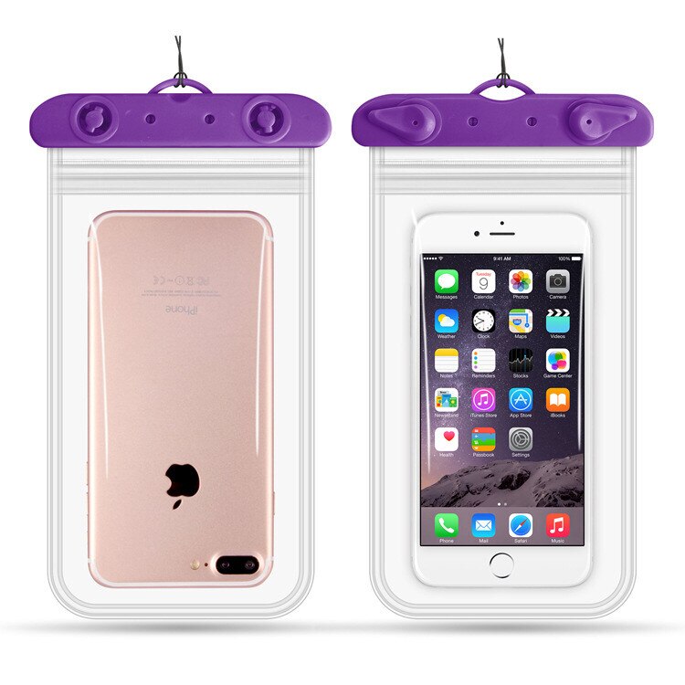 Bolsa de teléfono impermeable para natación, funda para teléfono de menos de 6,2 pulgadas, 11x22cm: PURPLE