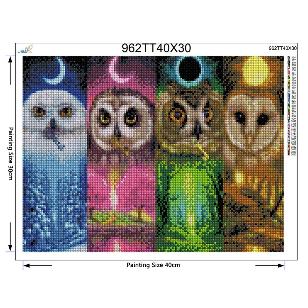 5d diy diamantschilderijen "vier seizoenen uil" borduurwerk vol vierkant diamant kruissteek strass decoratie