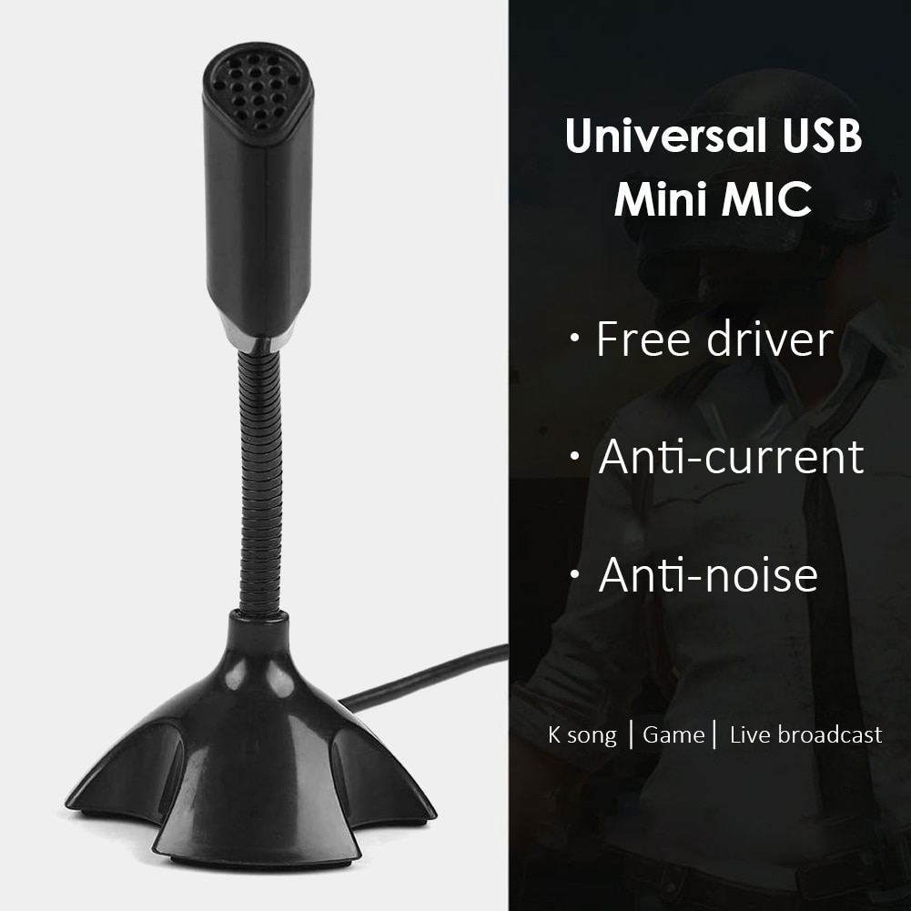 USB Desk Microphone Gooseneck Omnidirectional Condenser Mic with Stand for Desktop Laptop PC Computer