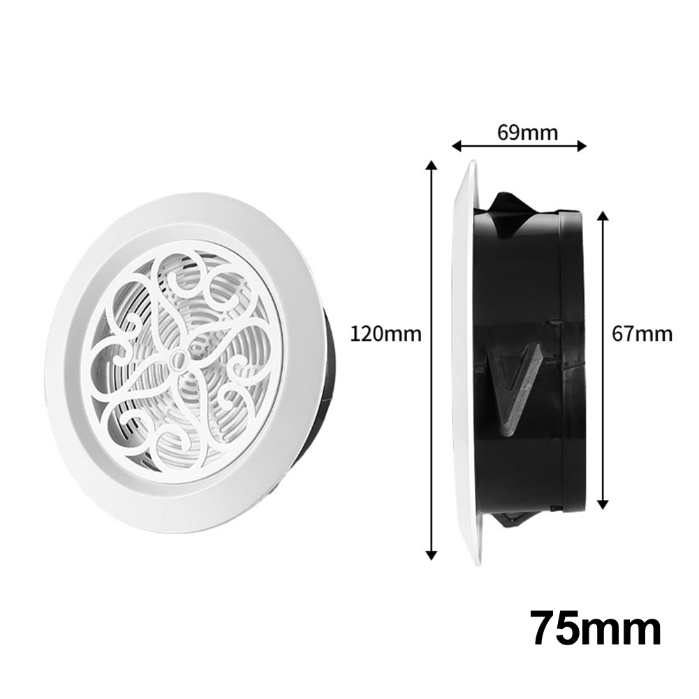 Rejillas de ventilación redondas para conducto Interior ABS, cubiertas de ventilación de pared ajustables, 75mm/100mm/125mm/150mm/200mm: Negro