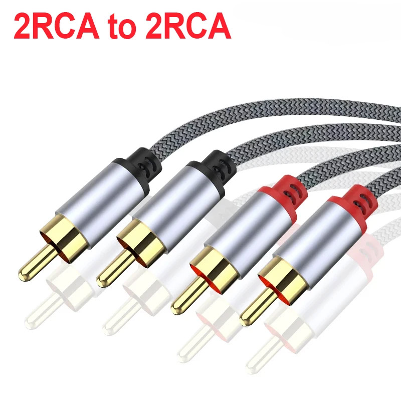 2 Rca To 2 Rca Stereo Cables Male To Male Aux Cable Jack for Home Theater HDMI-Compatible Loudspeaker Box Power Amplifier RCA: 1m