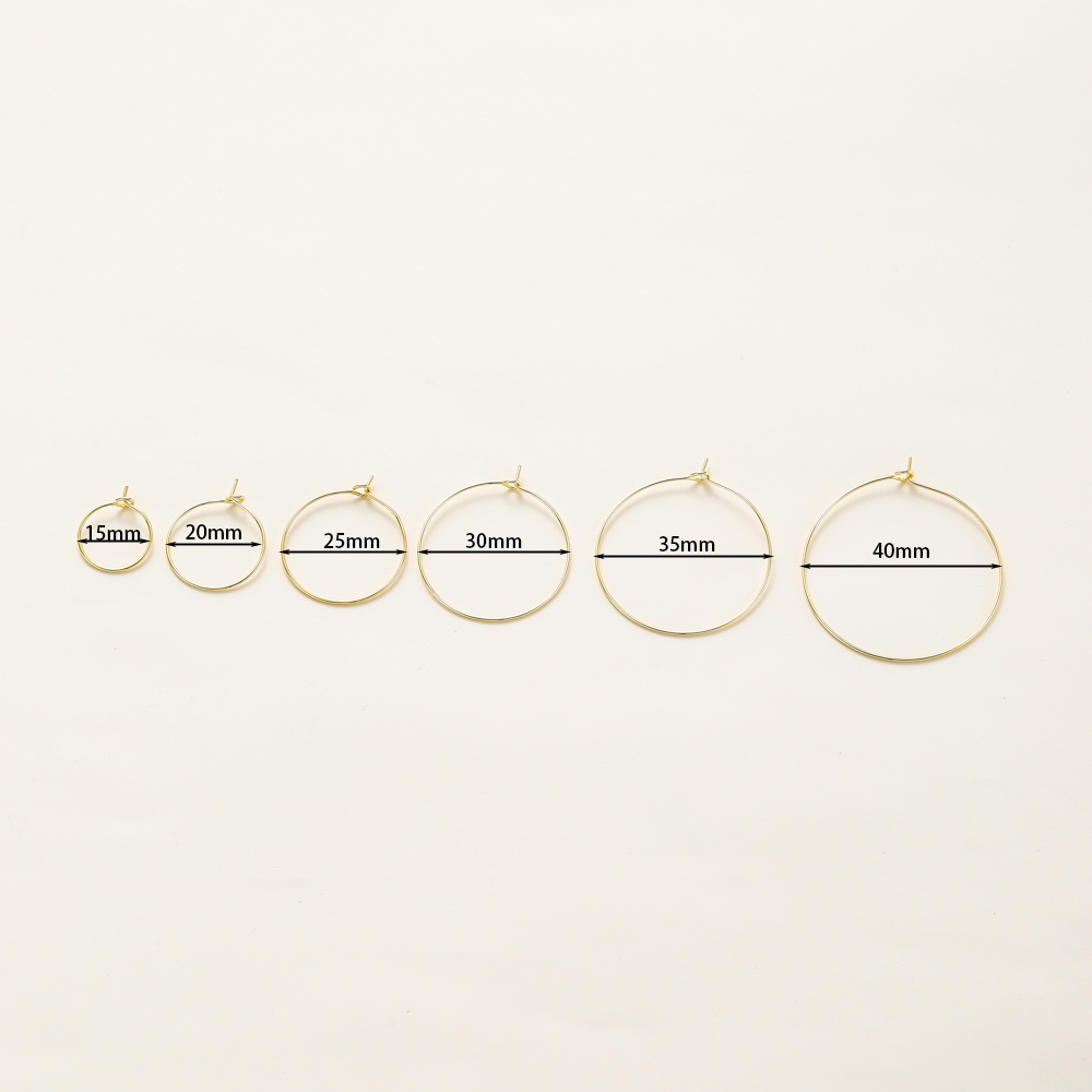 10 unids/lote 15mm 20mm 25mm 14K 18K oro pendientes grandes aros de alambre círculo oreja bucle para hacer joyería DIY accesorios de decoración de pendientes