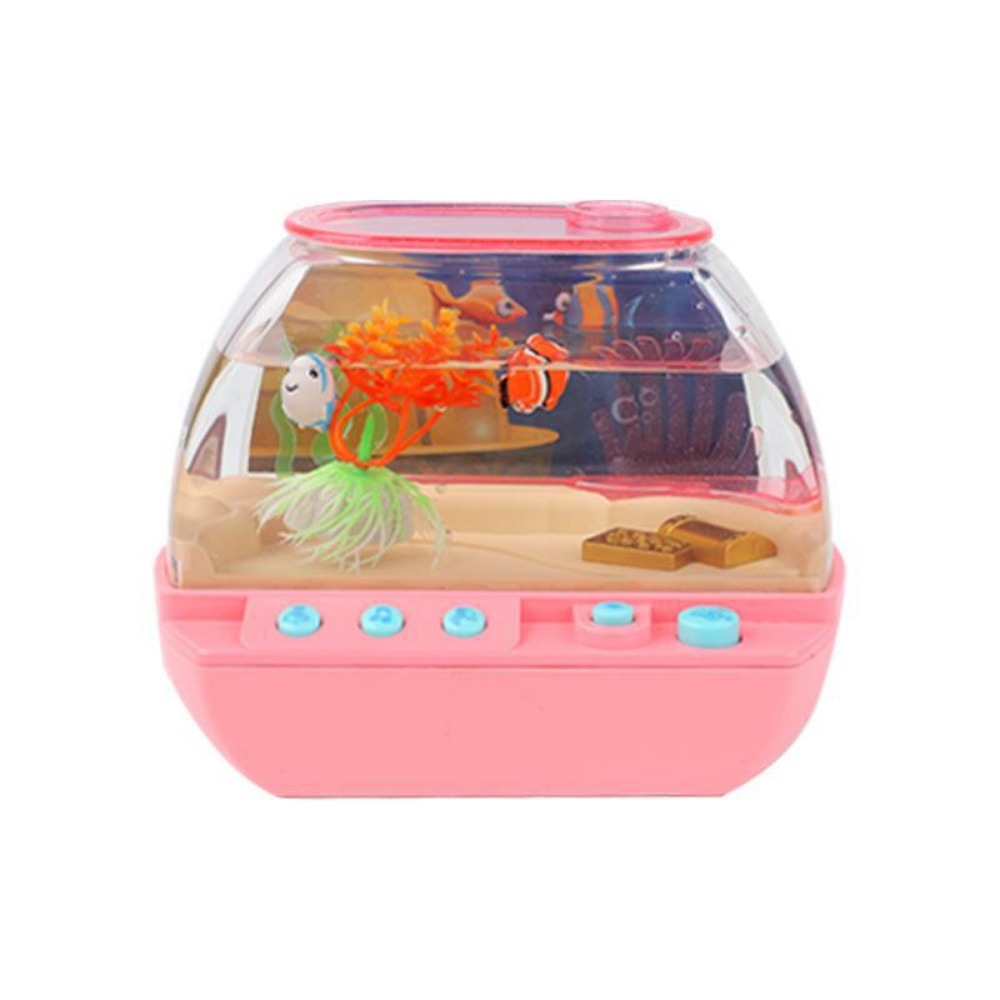 Juguete de acuario Artificial , Mini pecera de simulación encantadora de dibujos animados con música, música eléctrica, juguetes interactivos para acuario: Azul