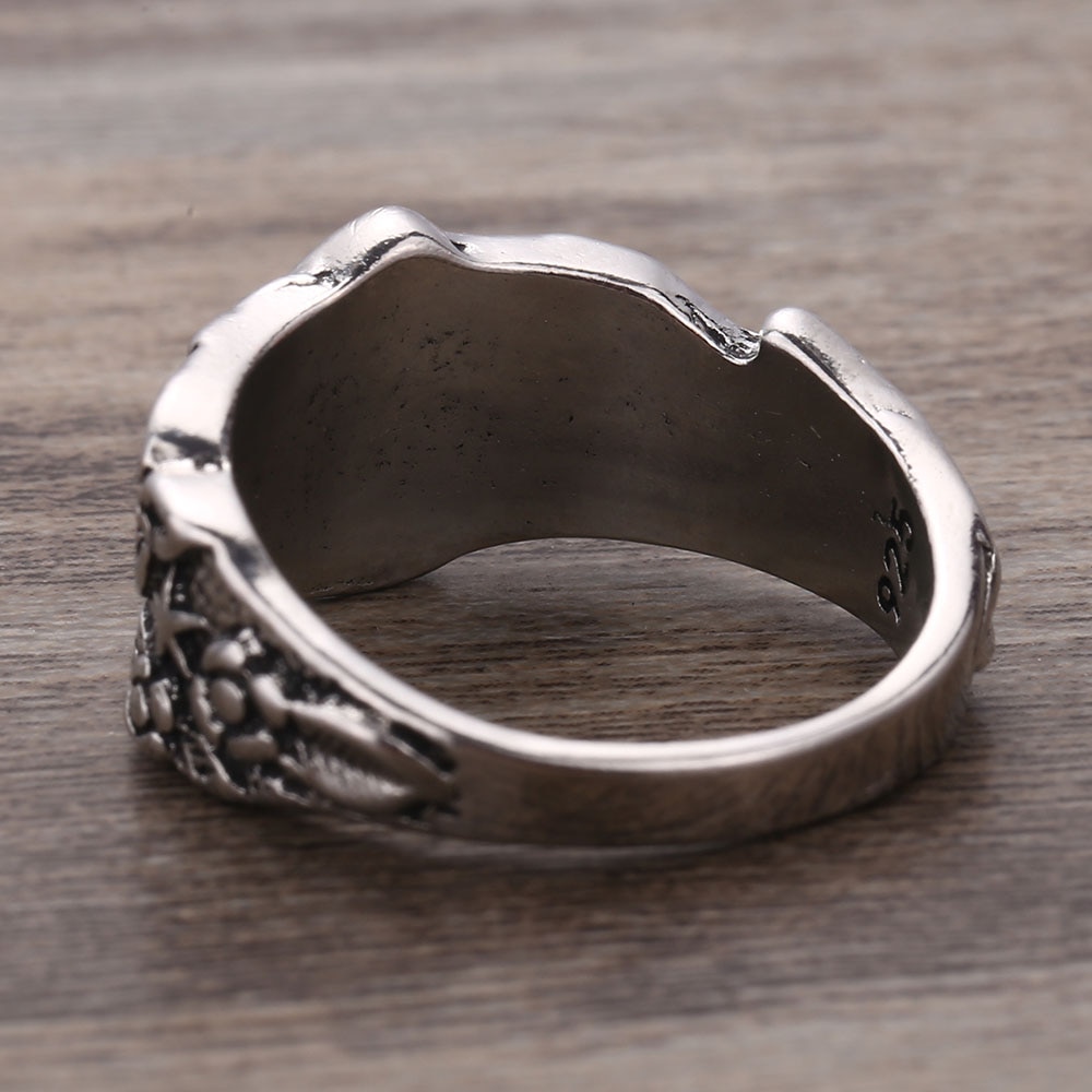 Coconal Vintage Wilde Paddestoel Bloem Patroon Ring Voor Mannen Vrouwen Retro Punk Verklaring Ring Nachtclub Biker Ringen Starry Ring