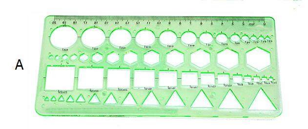 POTENCO drawing Ruler measuring tool Plastic Circles Squares Geometric Template Rulers Suitable For Student trammel: A