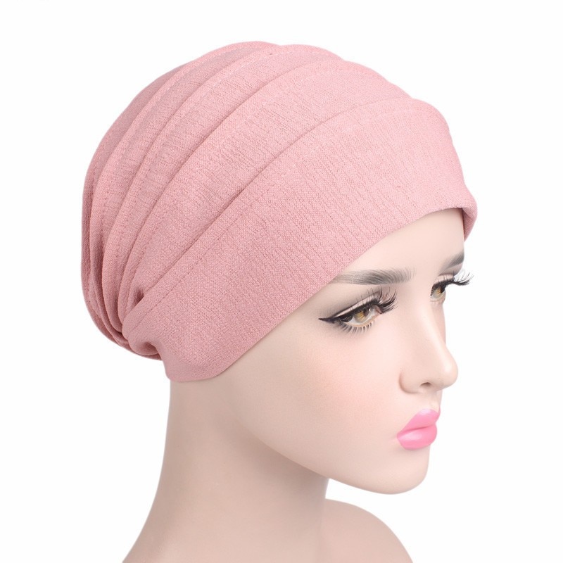 Vrouwen Katoen Ademen Hoed Vrouwen Hijaabs Tulband Elastische Doek Hoofd Cap Hoed Dames Haaraccessoires Moslim Sjaal Cap: Pink