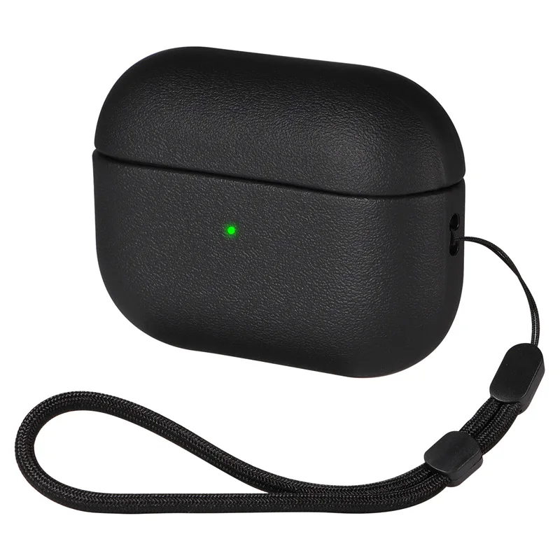 Capa de grão de couro para airpods pro 2 para airpods pro 3 caso airpods 4 3 apple bluetooth fone de ouvido acessórios proteger máquina: M / Olive