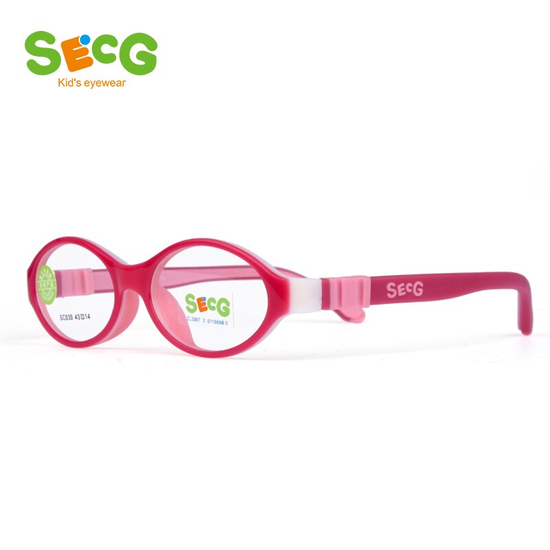 SECG – monture optique Flexible et souple pour enfants, lunettes rondes de myopie pour la vue, en Silicone, sans vis: C33