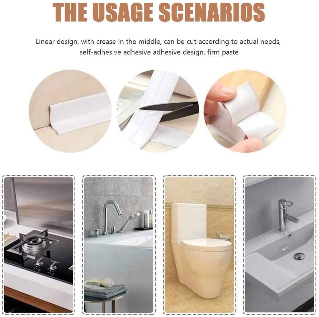 PVC Waterproof Wall Sticker Self Adhesive Sink Stove Crack Strip Kitchen Bathroom Bathtub Corner Sealant Sink Edge Tape