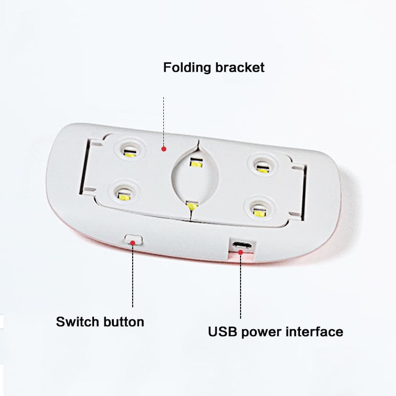 Xzm Mini 6W Nagel Droger Nagels Usb Kabel Thuisgebruik Lamp Voor Drogen Nagels 6 Led Uv Lamp uv Led Lamp