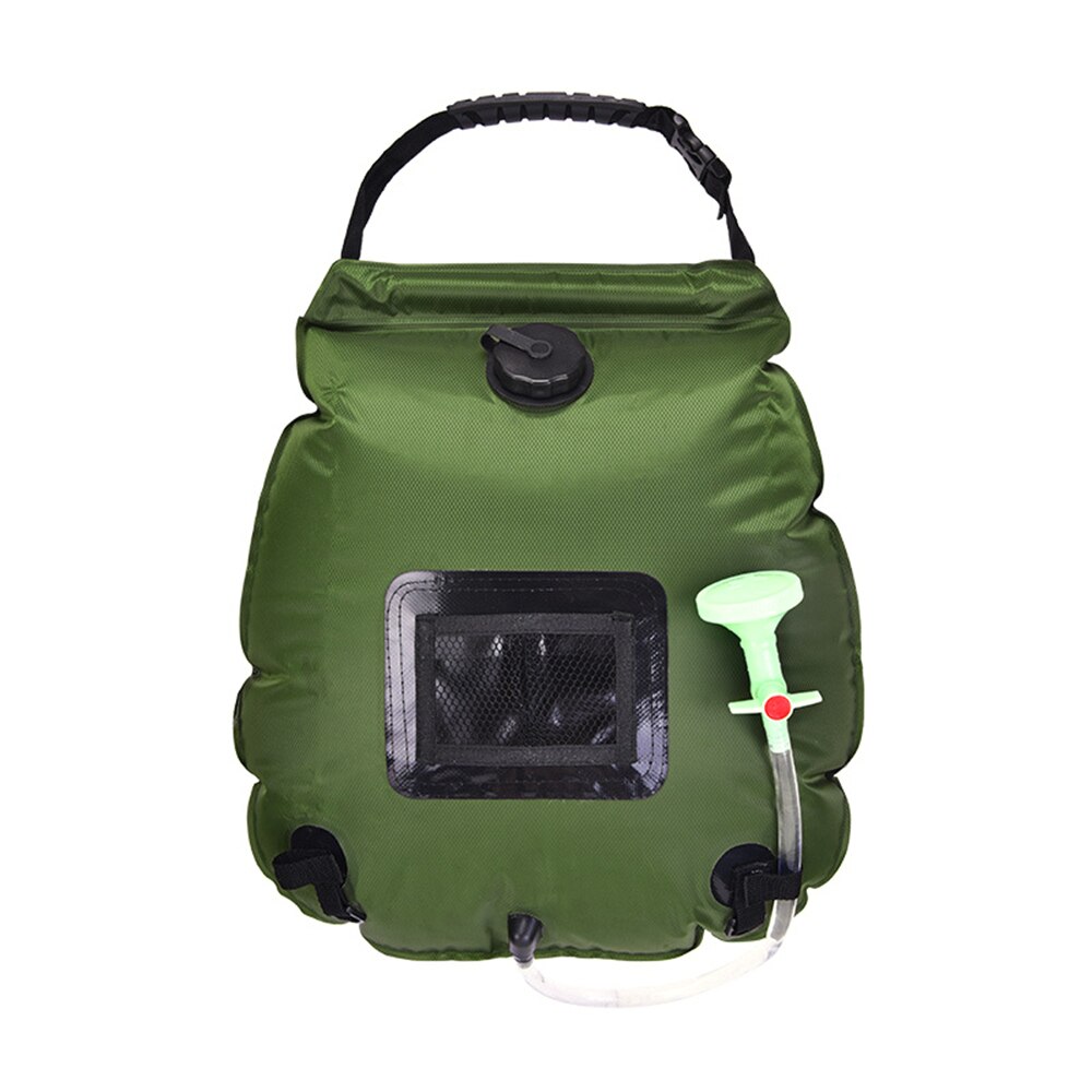 20L Water Tassen Outdoor Camping Douche Bag Solar Verwarming Draagbare Vouwen Wandelen Klimmen Bad Apparatuur Douchekop Schakelbare: 20L Green Upgrade