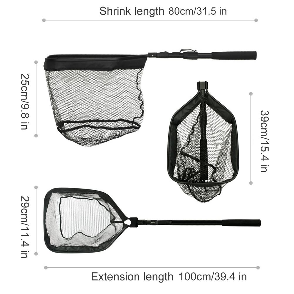 Retractable Fishing Net Telescoping Foldable Landing Net Pole Folding Landing Net Fly Fishing Pole Fishing Net For Trout Kayak