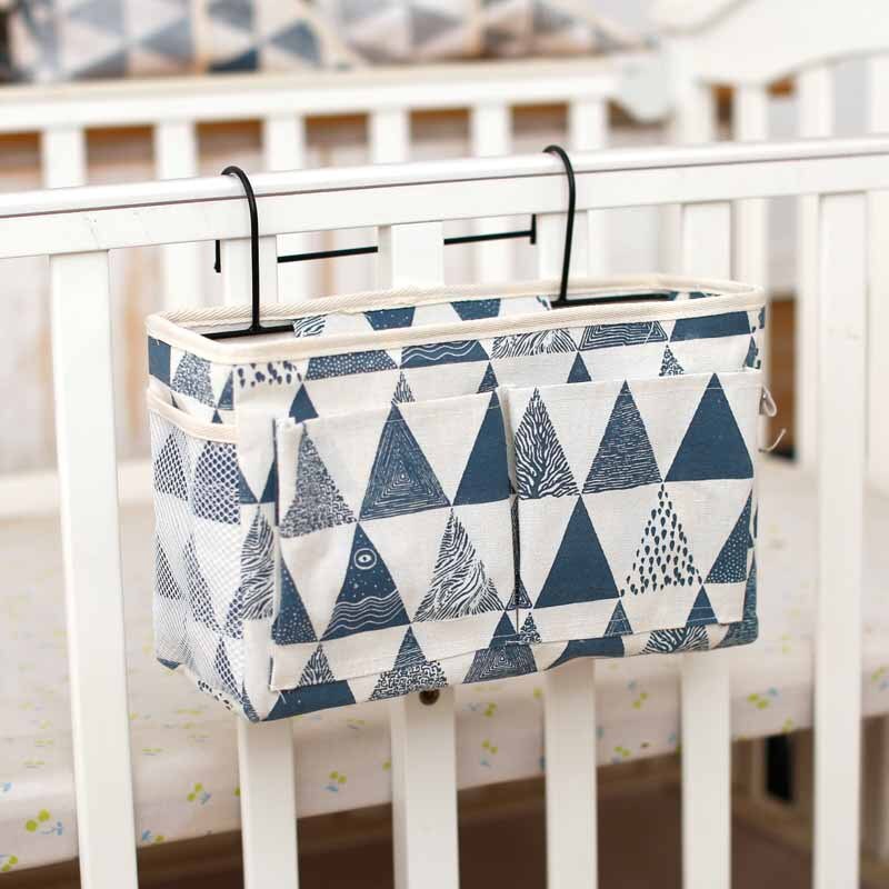Bedside Storage Bag Crib Bed Side Pouch Hanging Caddy Bedside Toy Storage Organizer Nappy Holder Pockets Crib Accessories Bag