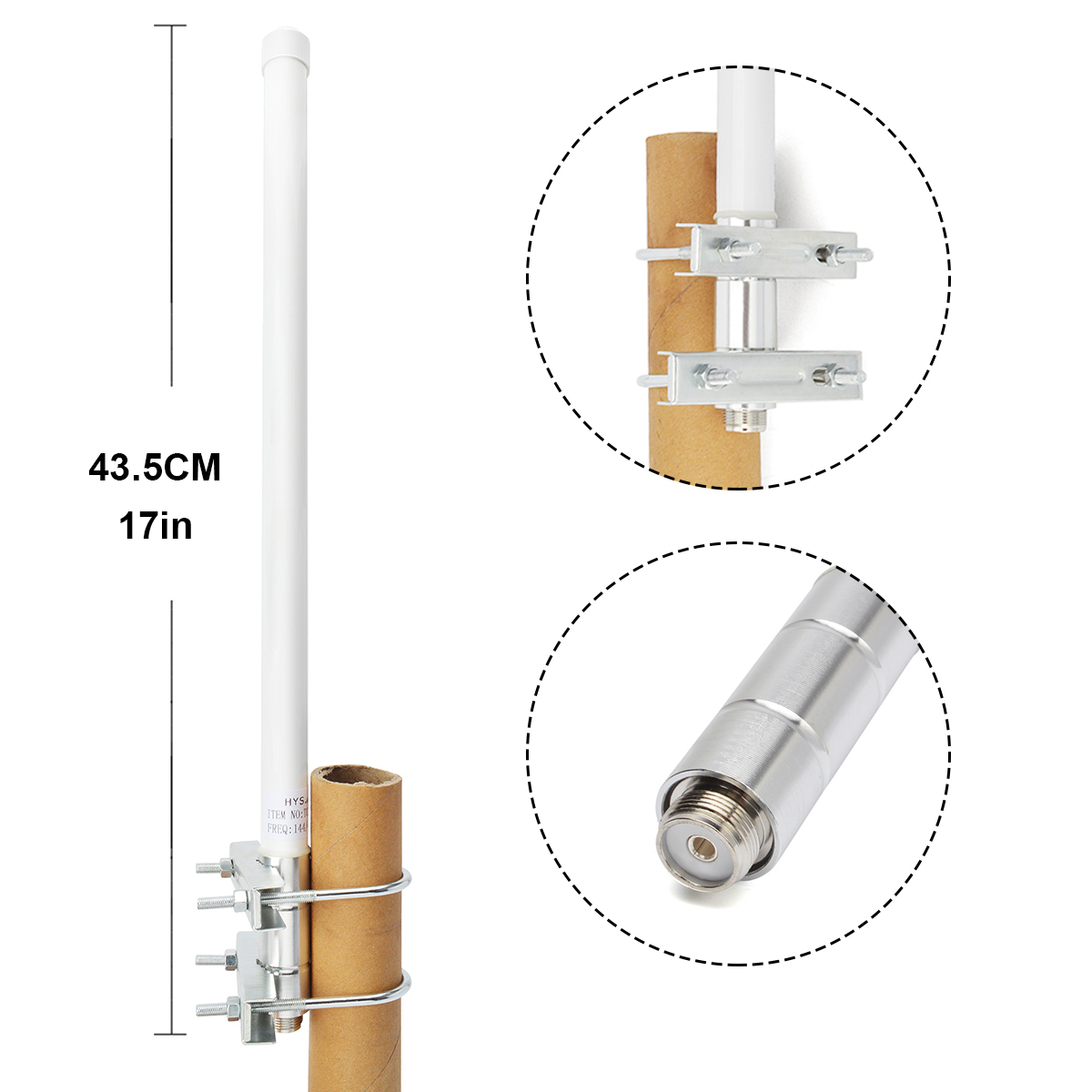 UHF 400-470mhz Fiberglass Antenna GMRS Base antenna with Ground Plane Kit for Ham Radio Repeater Mobile Transceiver